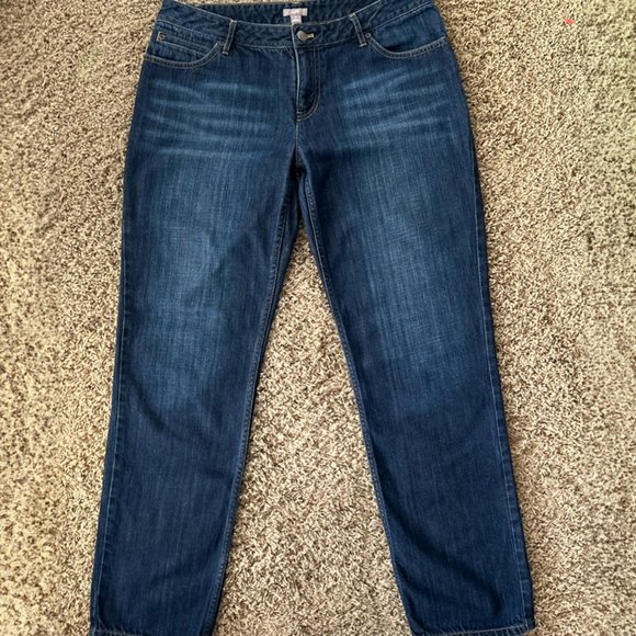 J. Jill Womens Boyfriend Straight Leg Jeans Blue Stretch Dark Wash Mid Rise 8 - Picture 4 of 4